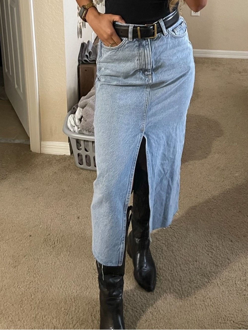 Primark Light Blue Denim Midi Skirt
